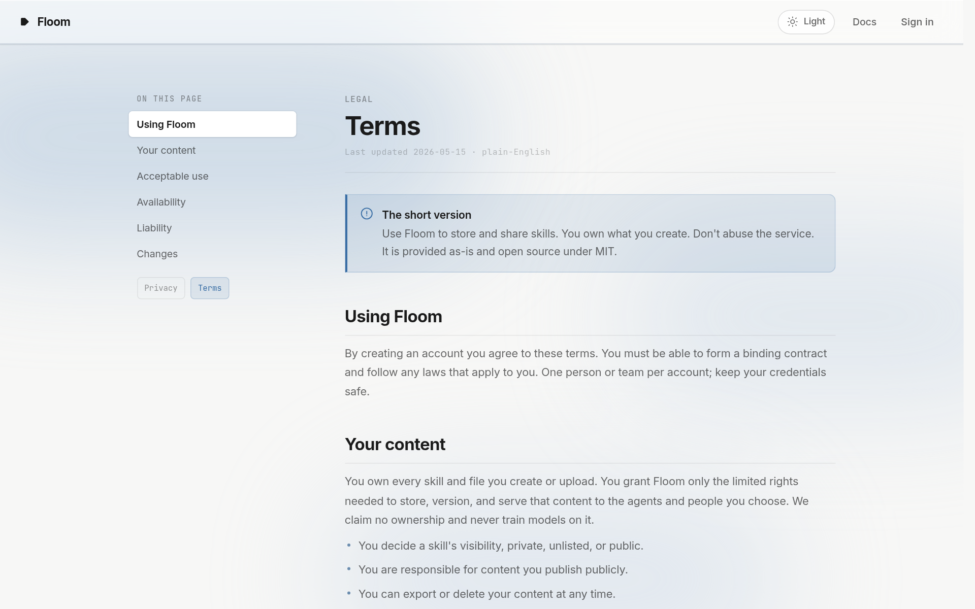 terms preview